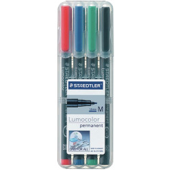STAEDTLER 317 Lumocolor Pen Permanent Med 0.8-1.0mm 4 Assorted