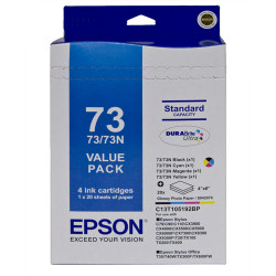 Epson 73/73N DURABrite Ultra Ink Cartridge Value Pack of 4 Assorted Colours