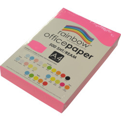 Rainbow Office Copy Paper A4 75gsm Fluoro Pink Ream of 500