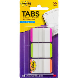 Post-It 686L-PGO Durable Tabs 25x38mm White With Pink Green  Orange Pack of 66