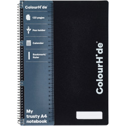 MARBIG COLOURHIDE PP NOTEBOOK A4 120 Page Black