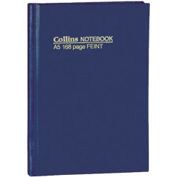 Collins No.5500 Notebook Hard Cover A5 Feint Ruled 168 Page Blue