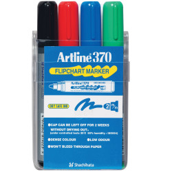 Artline 370 Flipchart Markers Bullet 2mm Assorted Colours Pack Of 4