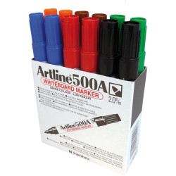 Artline 500A Whiteboard Marker Medium Bullet Assorted Colours Box Of 12