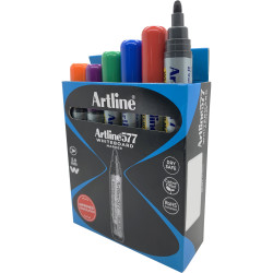Artline 577 Whiteboard Markers Bullet 3mm 8 Assorted Colours Box Of 12
