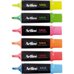 Artline Vivix Highlighters Marker Chisel 2-5mm Assorted Colours Pack Of 6