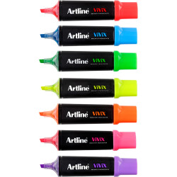 Artline Vivix Highlighters Marker Chisel 2-5mm Assorted Colours Box Of 10