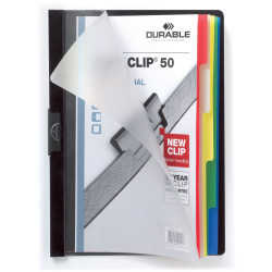 Durable Duraclip Index File A4 50 Sheet Capacity With 5 Colour Tabs Black