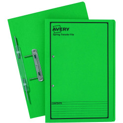 Avery Spring Transfer File Foolscap Green Printed Black