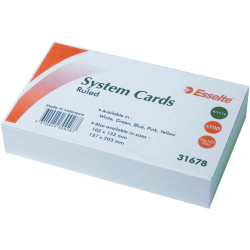 Esselte Ruled System Cards 127 x 76mm White Pack Of 100