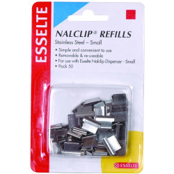 Esselte Nalclip Refills Small Stainless Steel 15 Sheet Capacity Pack Of 50