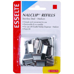 Esselte Nalclip Refills Medium Stainless Steel 40 Sheet Capacity Pack Of 50 Silver