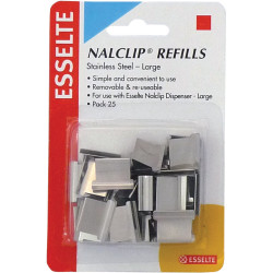 Esselte Nalclip Refills Large Stainless Steel 60 Sheet Capacity Pack Of 25 Silver