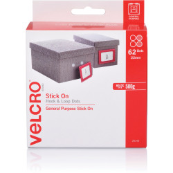 Velcro Brand Stick On Hook & Loop 22mm 62 Dots With Dispenser White