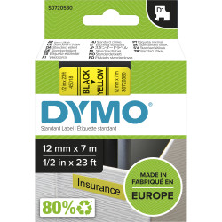 Dymo D1 Label Cassette Tape 12mmx7m Black on Yellow