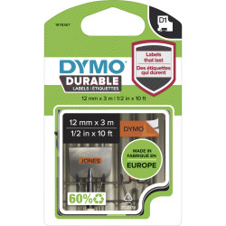 DYMO D1 Durable Industrial Tape Labels 12mm x 3m Black On Orange