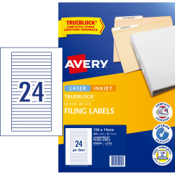 Avery Filing Laser & Inkjet Labels L7170 134x11mm 24UP 600 Labels 25 Sheets