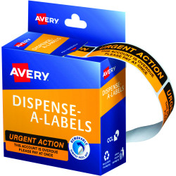 Avery Removable Dispenser Labels 19x64mm Urgent Action Orange Pack of 125