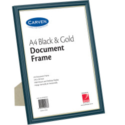 Carven Certificate Frame A4 Wall Mountable Black And Gold