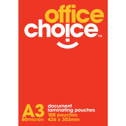 Office Choice Laminating Pouches A3 80 micron Pack of 100