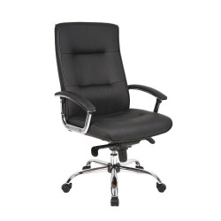 Georgia Executive High Back  Chair With Padded Arms Black PU Seat and Back