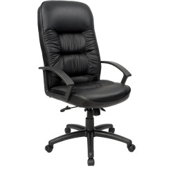 Commander Executive High Back Chair With Arms  Black Padded PU