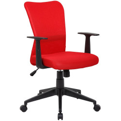 Ashley Task Chair Mesh Back With Arms and Tilt Mechanism Red Fabric Seat