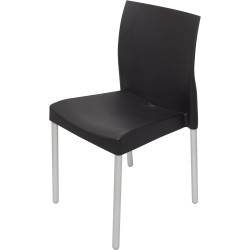 Rapidline Leo Breakout Room Chair Stackable Aluminium Legs Black Plastic Shell