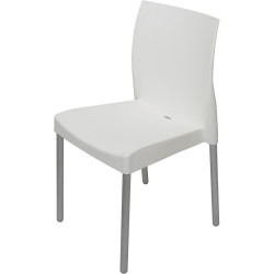 Rapidline Leo Breakout Room Chair Stackable Aluminium Legs White Plastic Shell