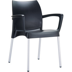 Dolce Hospitality Dining Chair With Arms Indoor Outdoor Use Stackable Polypropylene Black