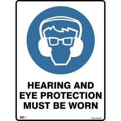 Zions Mandatory Sign Hearing & Eye Protection 450x600mm Polypropylene