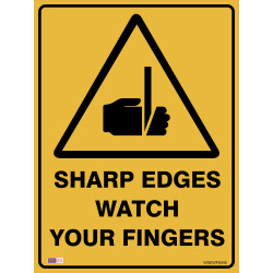 Zions Warning Sign Sharp Edges Watch Fingers 450x600mm Polypropylene