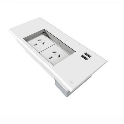 Rapidline Table Surface  Mounted Flip Box 2 GPO + 2 USB White