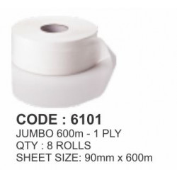 Rosche Modern Range JRT Toilet Roll Jumbo Reel 95mm x 600m 1 Ply 8 Rolls of 600m