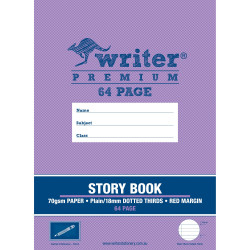 Writer Premium Story Book 330x240mm 64 Page Plain  Dotted Thirds 18mm 100gsm