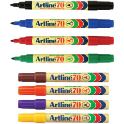 Artline 70 Permanent Markers Bullet 1.5mm Assorted Colours Pack Of 12