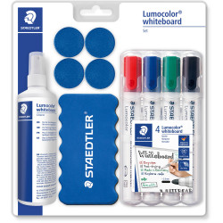 Staedtler 351 Lumocolor Whiteboard Marker, Magnetic Button, Cleaner & Eraser Set