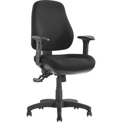 Newton High Back Task Chair 3 Lever With Arms Black Fabric