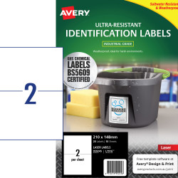 Avery Identification Laser Ultra Resistant White L7916 210x148mm 2UP 20 Labels