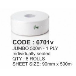 Rosche Ind Wrapped Toilet Tissue 1 Ply Jumbo (JTR) 500m