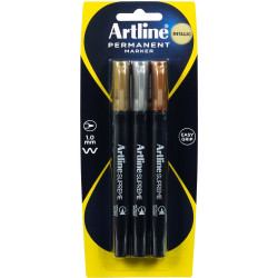 Artline Supreme Metallic Markers Bullet 1mm Assorted Colours Pack Of 3