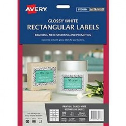 Avery Glossy White Rectangular Product Labels L7109 - 18 P/Sh 62x42mm 10'S (180 Labels Per Pack)