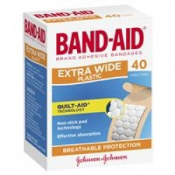 First Aid Products Band-Aid Plastic Strips Extrawide 40's