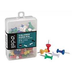 Deli Coloured Push Pins Box 100