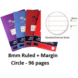 Writer Premium A4 96pg Exercise Book 8mm ruled + margin (Circle)