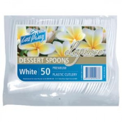Elegance Premium Dessert Spoon White 50 Packs