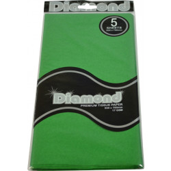 Green Tissue Paper 500X750mm 17gsm 5 Sheets  - Pk12