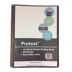 A4 20pkt Fixed Pocket Display Book, Insert Cover and Spine – Black