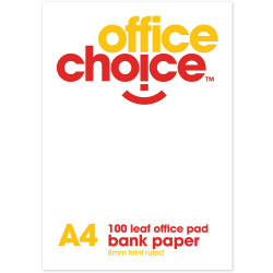 OFFICE CHOICE OFFICE PAD A4 100 Leaf Bank Ruled 55gsm