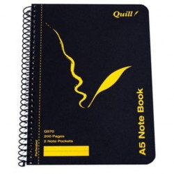 Quill Q570 Spiral Notebook A5 200Pg 2 Pocket S/Bound 